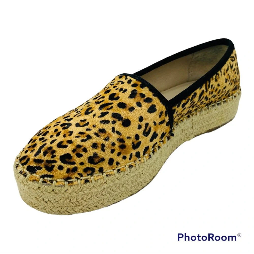 - Gianni Bini Leopard Leather Calfhair Espadrilles Bruxiethree Natural/Bla…